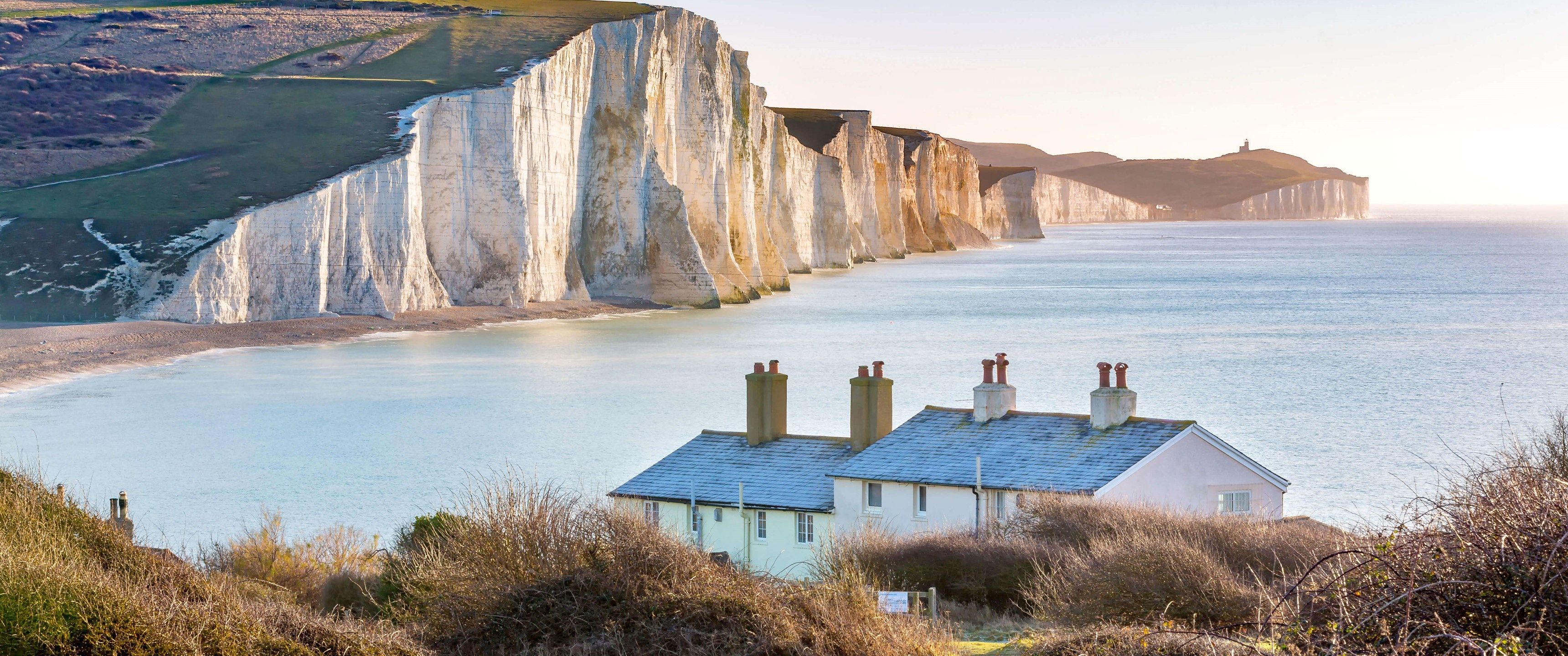 3440x1440 White Cliffs of Dover Wallpaper