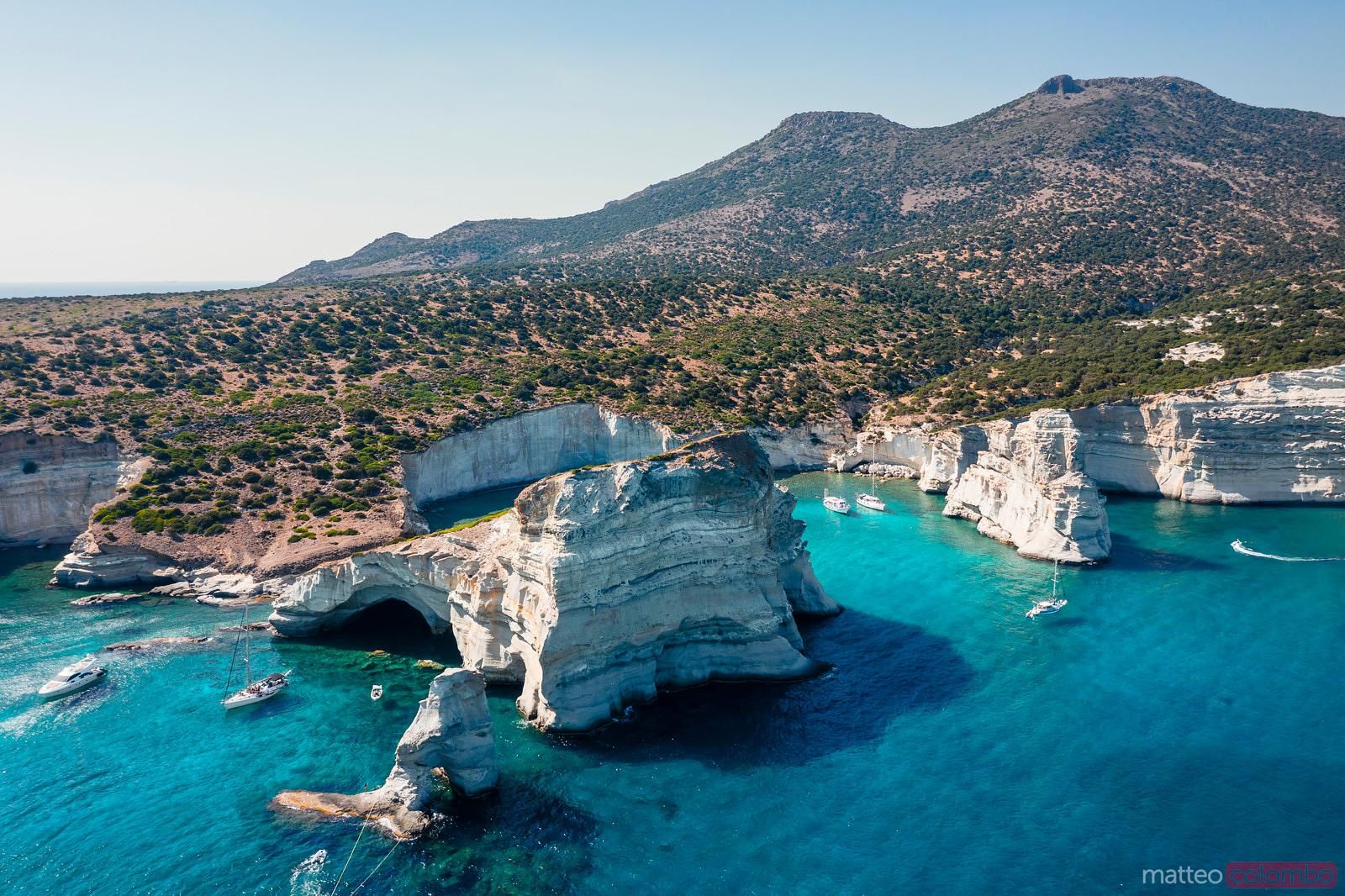 1600x1066 Aerial view of white cliffs, Kleftiko, Milos, Greece. Royalty Free Image