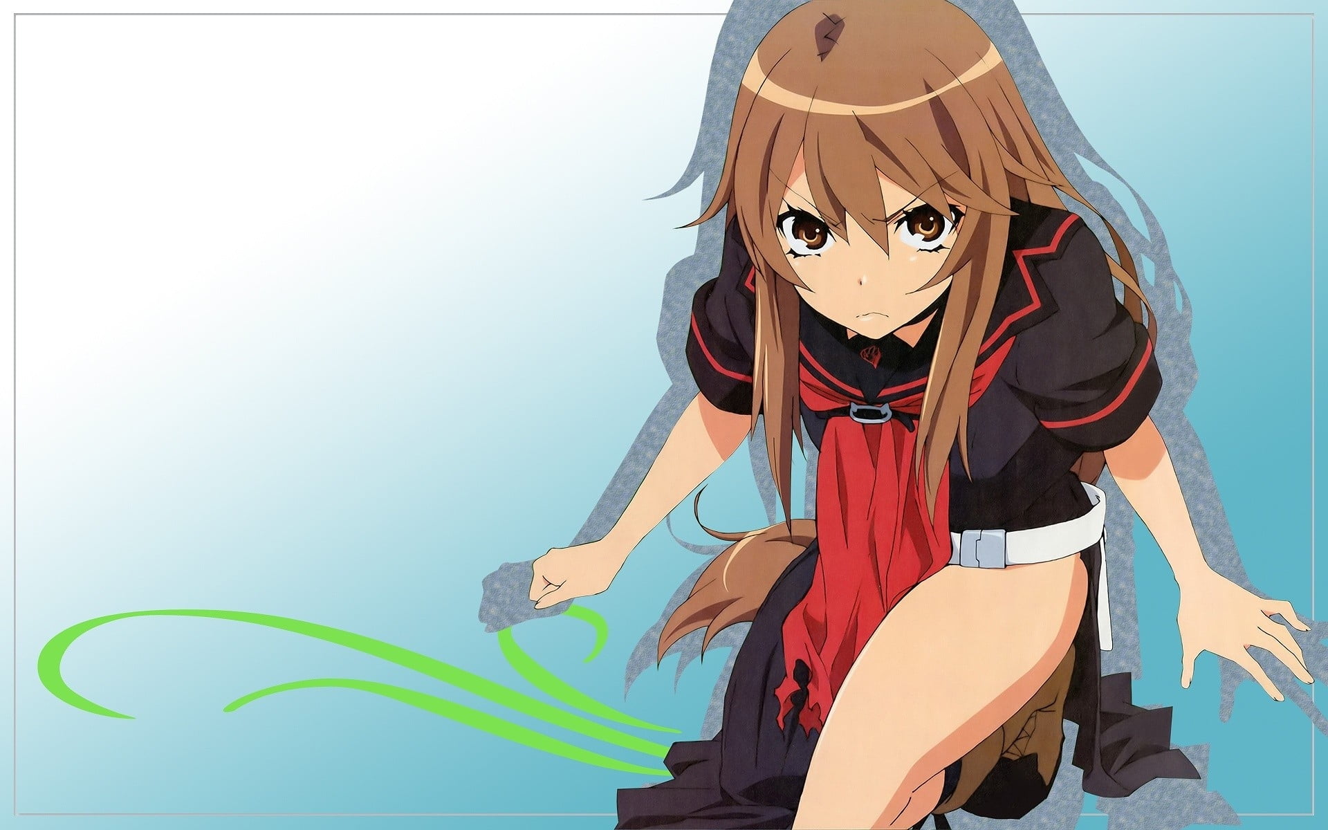 1920x1200 Anime girl character wearing black uniform and with angry face HD wallpaper