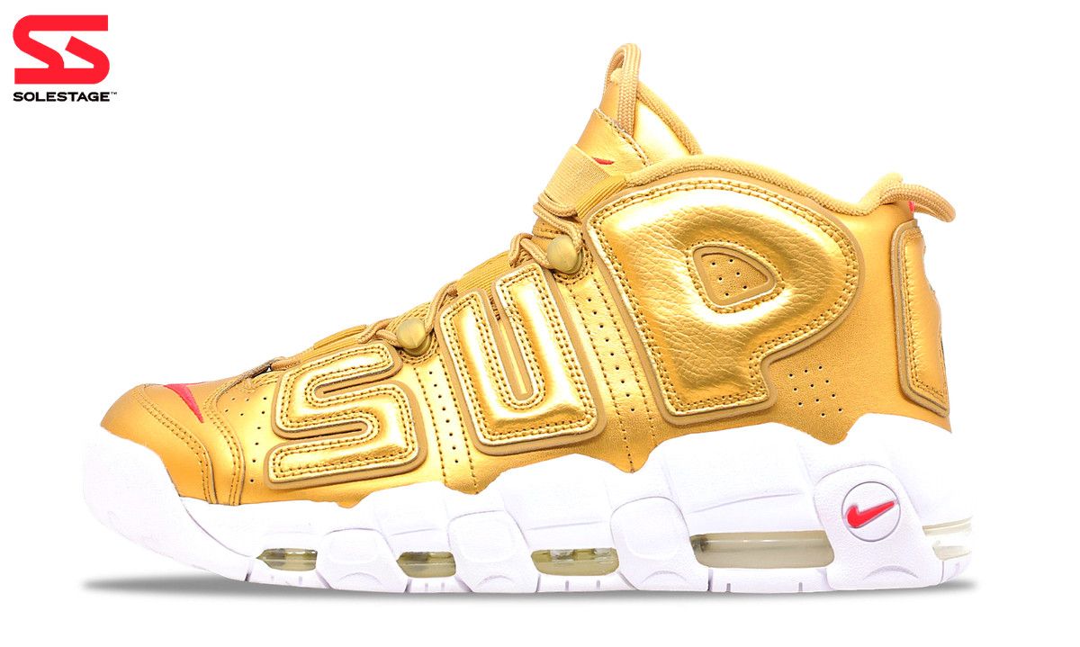 1200x719 Tenis Nike Nike Air Uptempo 96 Oro Supreme Suptempo Nike Sneaker Air Max Supreme Uptempo HD Wallpaper: Unpaired Gold And White Nike Shoe
