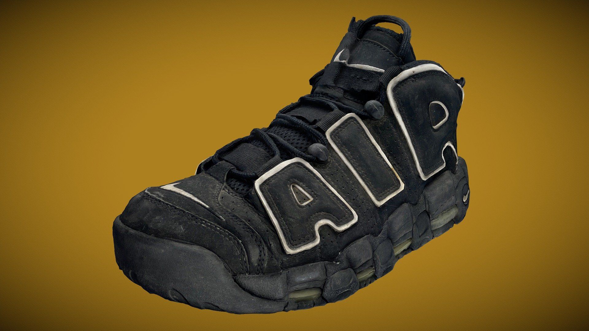 1920x1080 Nike Air More UPTEMPO BLACK WHITE Model By Meta Vision [43c4828]
