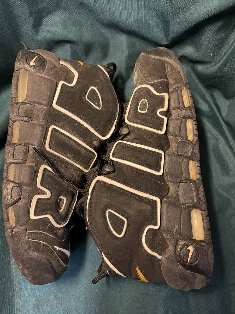900x1200 Nike Air More Uptempo Black White Sz 11.5 414962 001 “ READ BAD HEEL Damage”
