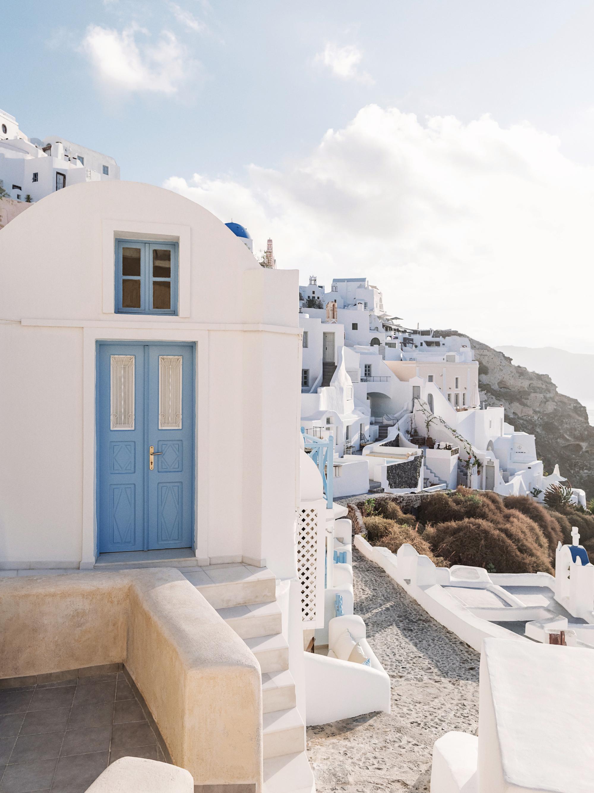 2000x2667 Greek Village Poster with Greece Postcard Style. Poster Store US