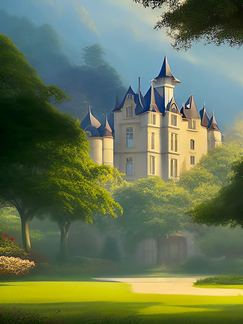 960x1280 Download Ki Generated Fairytale Castle Castle. Royalty Free Stock Illustration Image