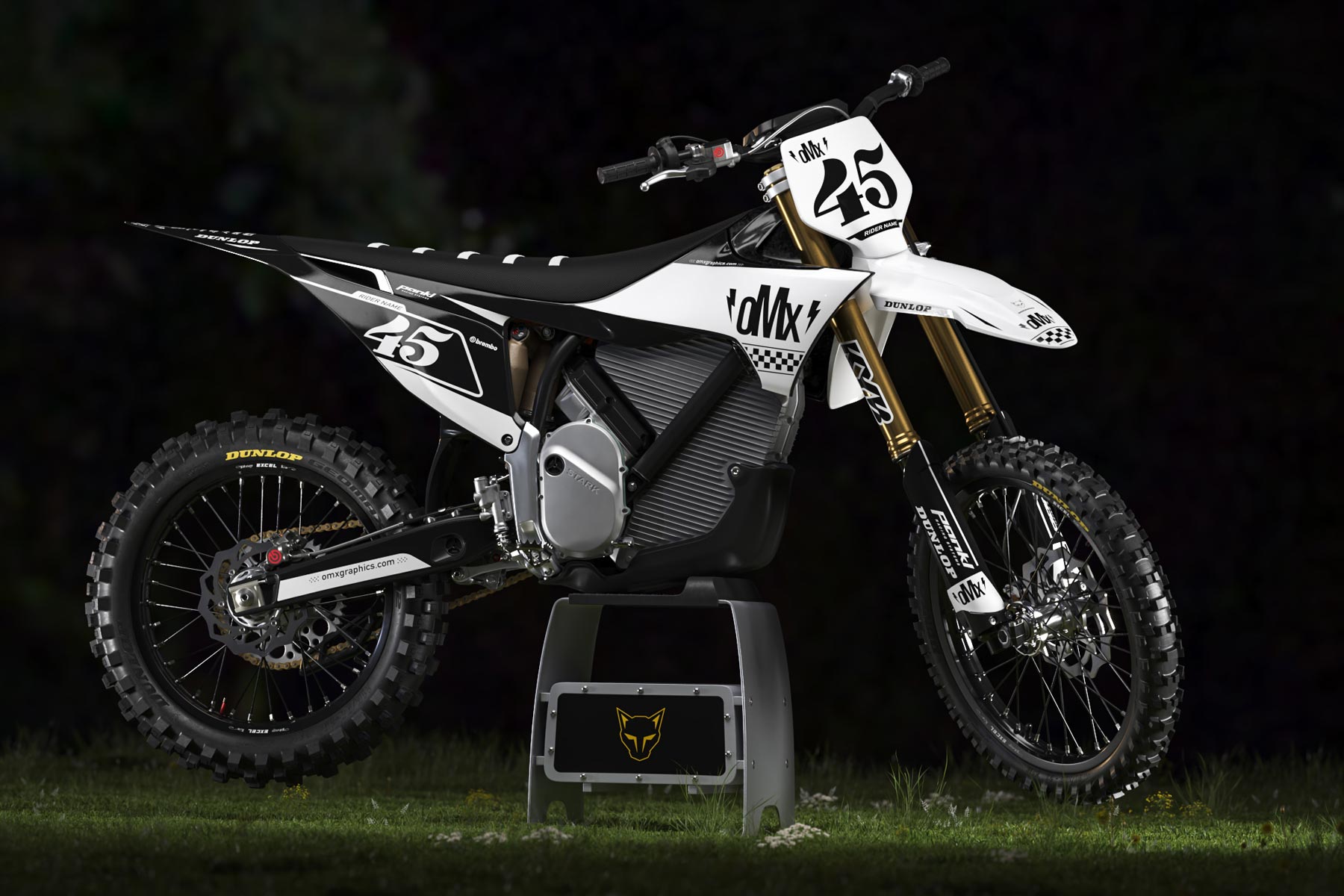 1800x1200 Stark Varg Graphics Kit 'RACE' Black and White