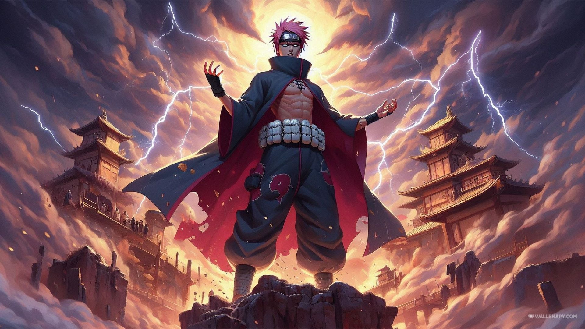 1920x1080 Pain lightning destruction anime konoha uhd