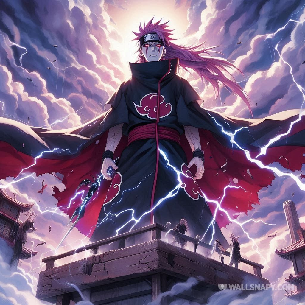 1024x1024 Pain on tower destroyed konoha anime 4k wallpaper