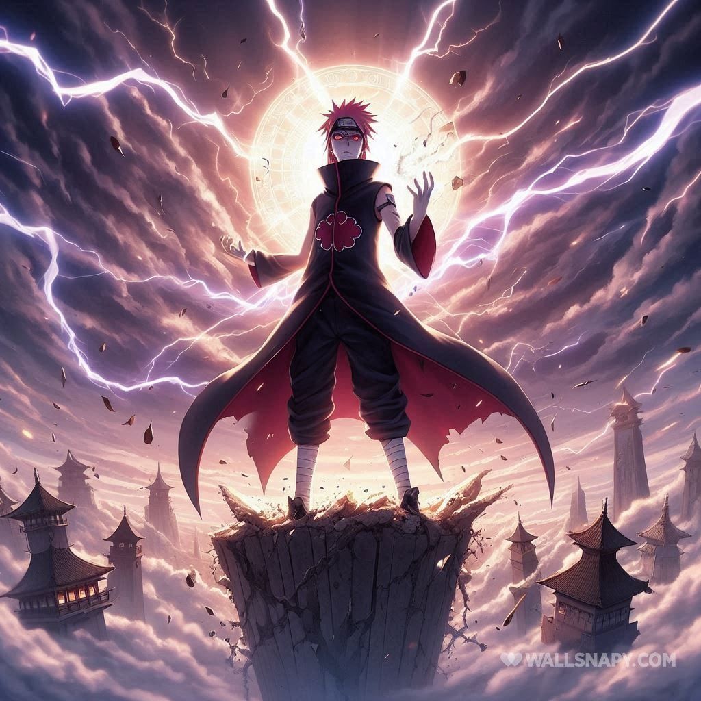 1024x1024 Nagato pain overlooking konoha anime wallpaper 4k dp