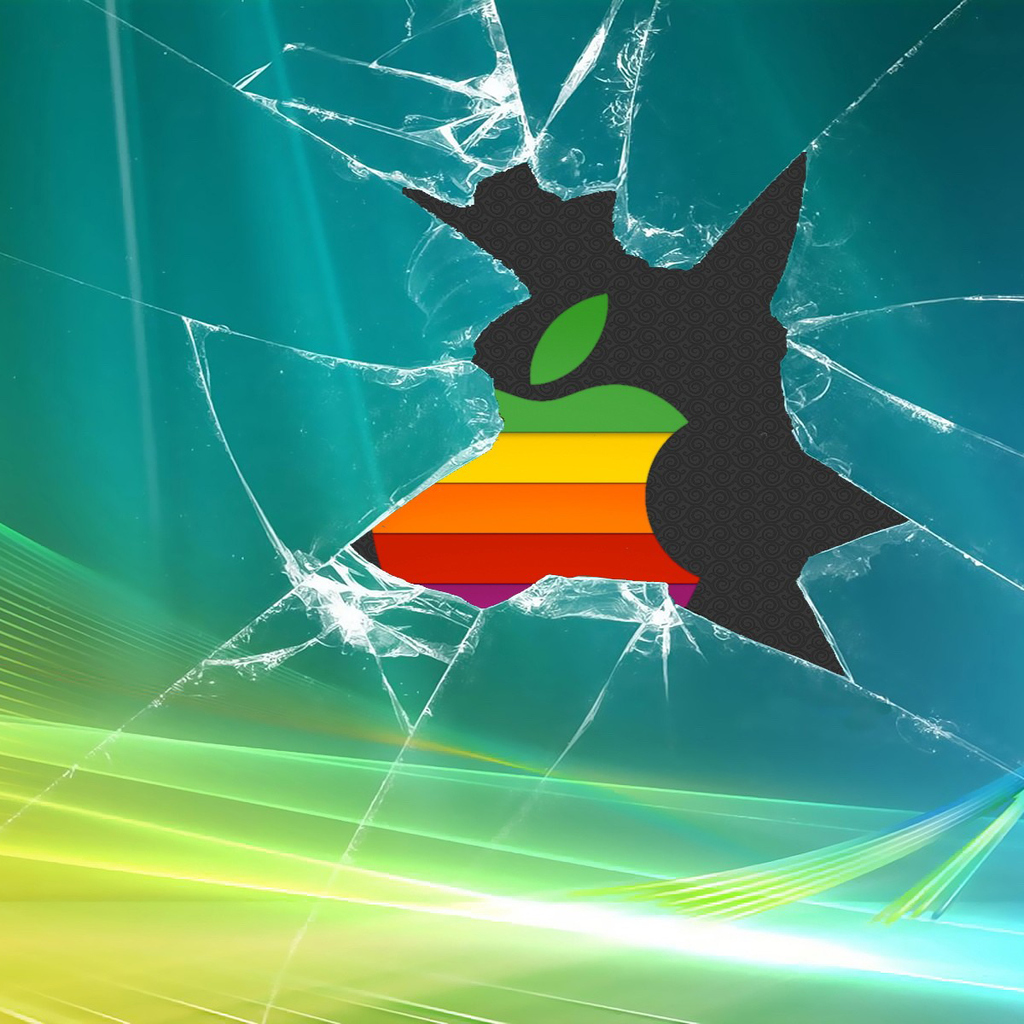 1024x1024 Download Retro Apple Logo Broken Windows Background, Retro, Apple, Logo, Broken, Windows, Background Wallpaper in 1024x1024 Resolution