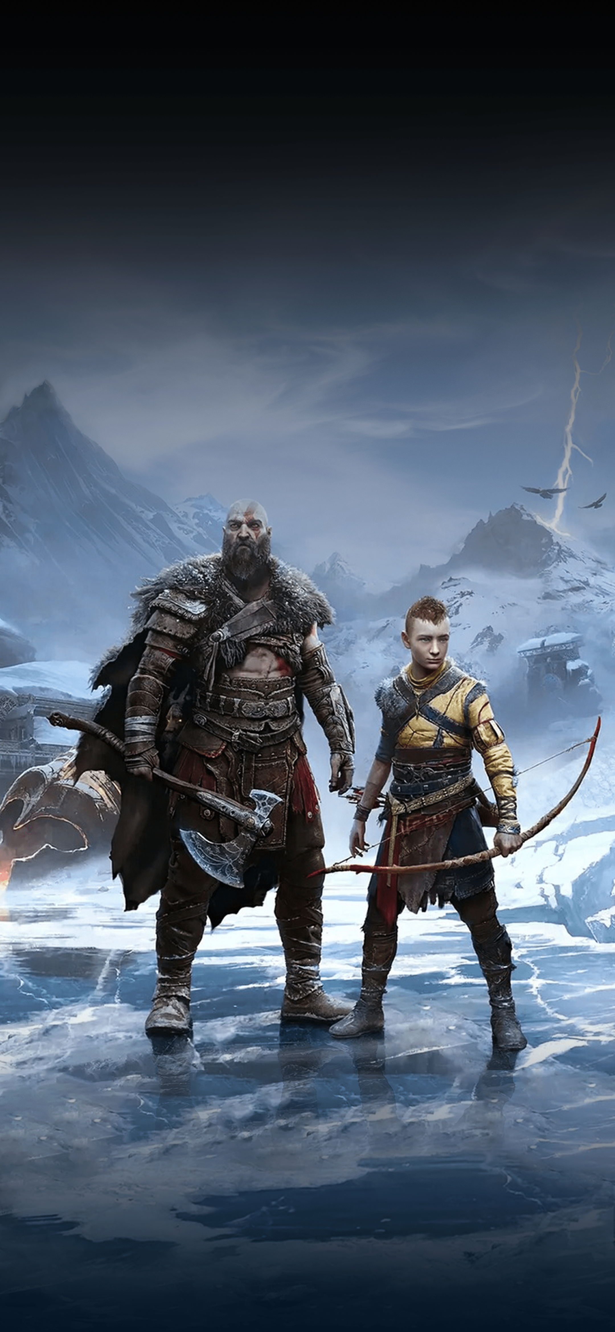 2160x4677 Removed the text from the God of War: Ragnarok Poster, filled in the gaps and resized it into a mobile wallpaper