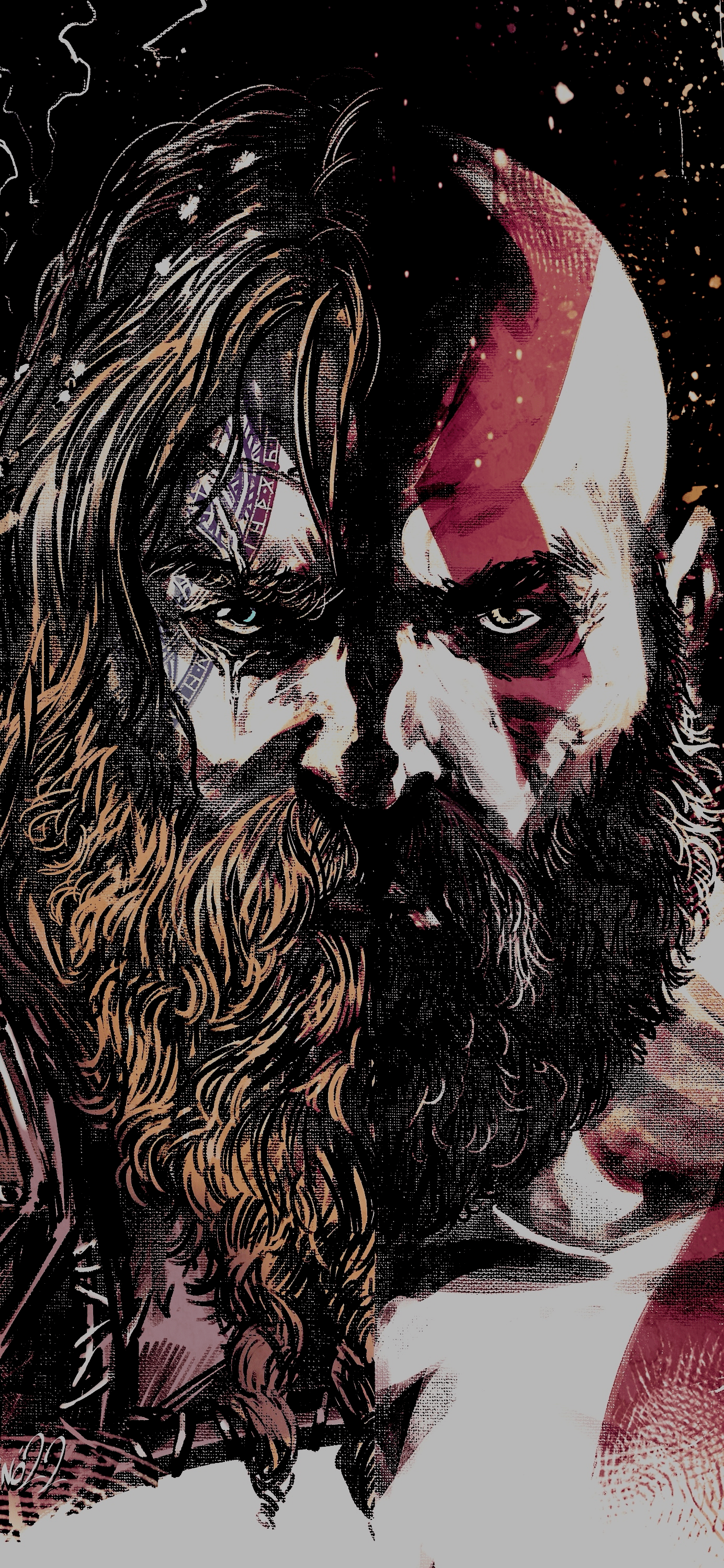 1384x3000 God of War Ragnarok, Kratos & Thor Mobile Walls