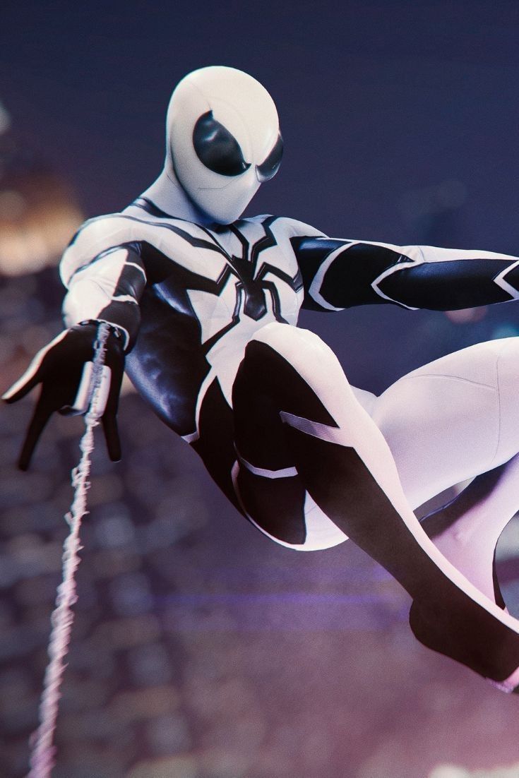 735x1102 White Spiderman Miles Morales HD Primium Wallpaper