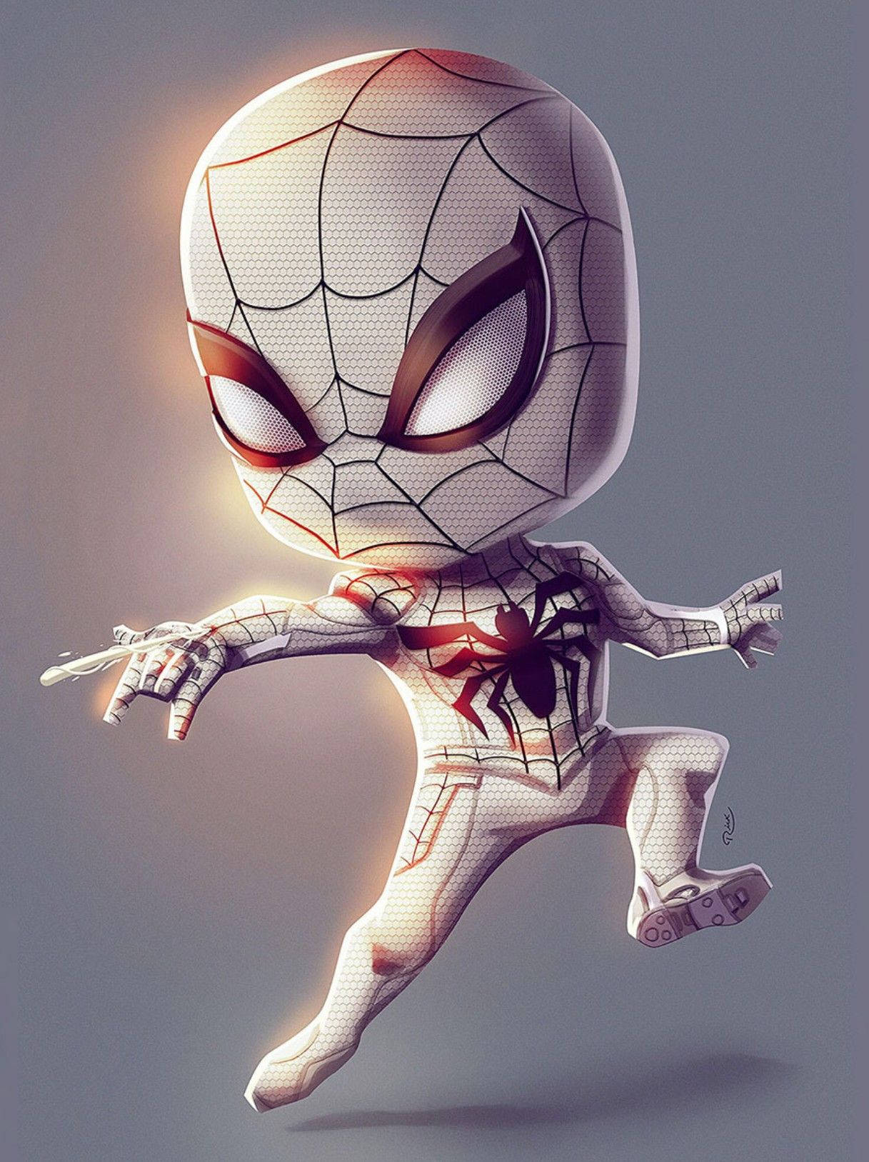 1217x1627 Download Spider Man White Chibi Art Wallpaper