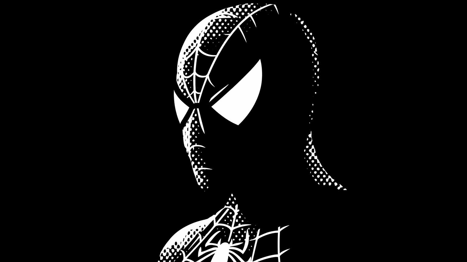1536x864 Free White Spiderman Vector Art Comic Noir Desktop Wallpaper
