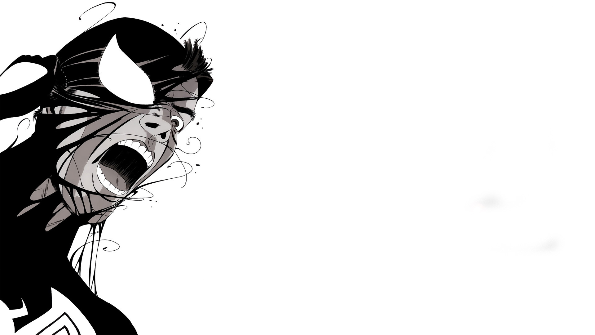 1920x1080 Wallpaper Face, White Background, Black And White, Comic, Spider Man, Marvel Comics, Spider Man, Venom For Mobile And Desktop, Section фантастика, Resolution 1920x1080