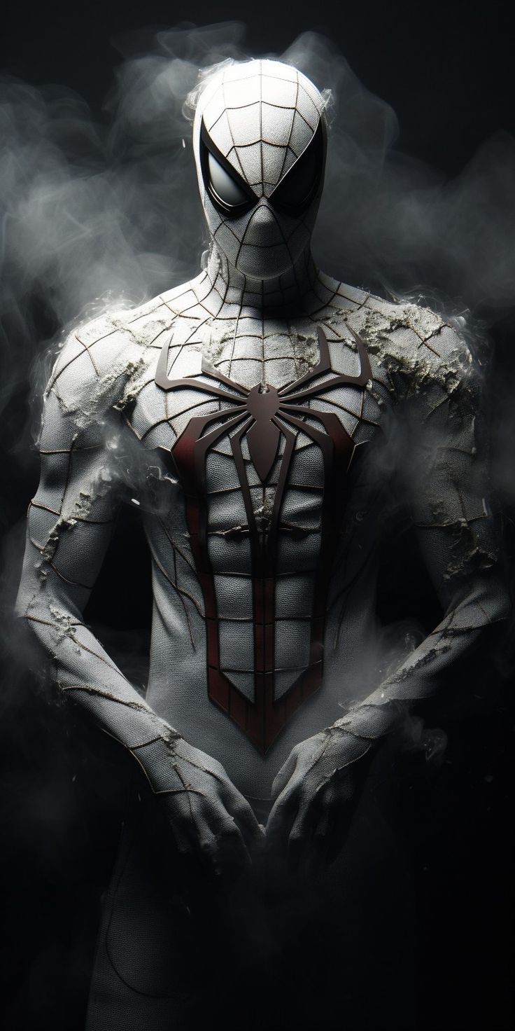 736x1472 White spiderman Wallpaper