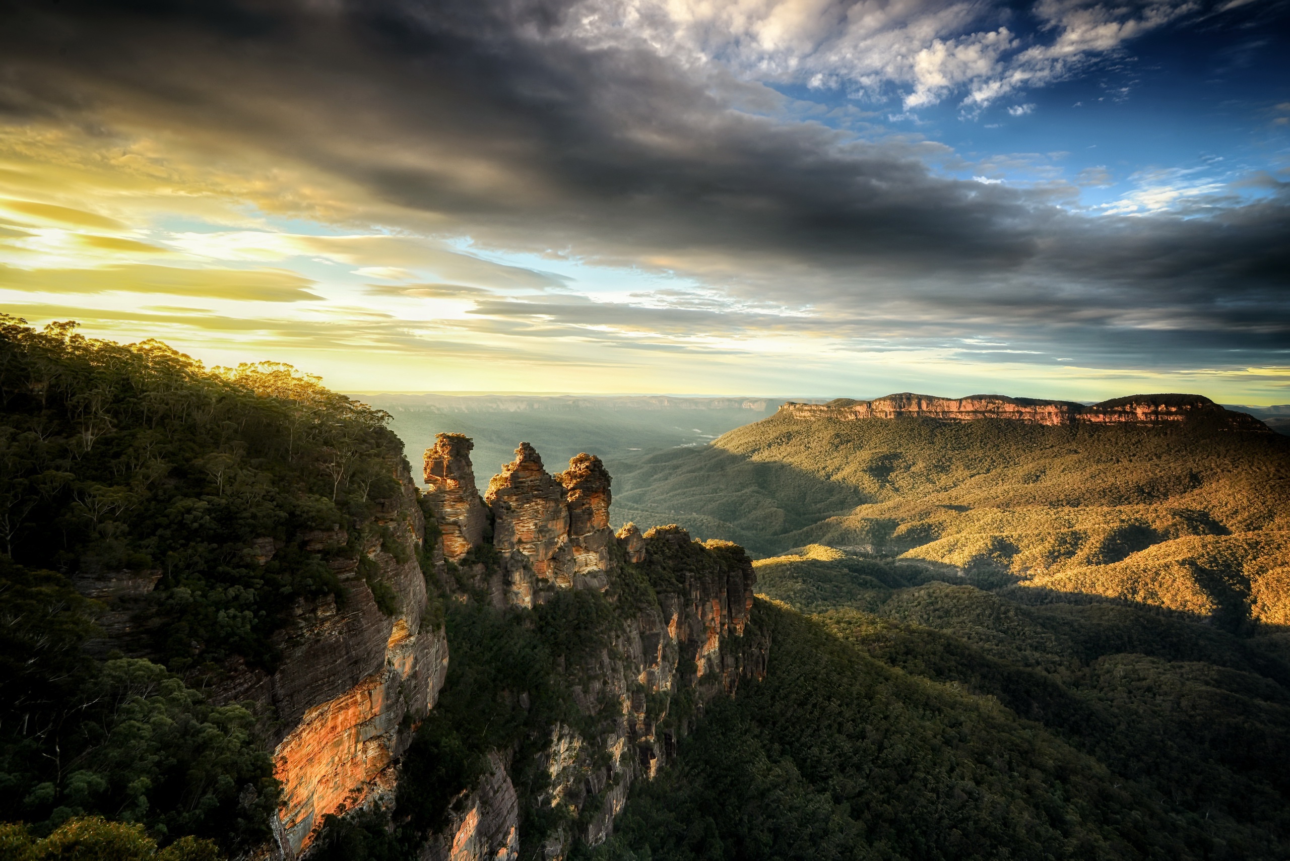 2560x1709 Wallpaper sunrise, Australia, Blue Mountain for mobile and desktop, section пейзажи, resolution 2560x1709