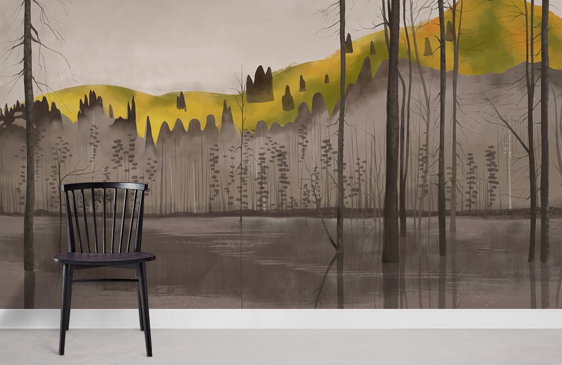 1155x750 Moody Forest Mist Landscape Mural Wallpaper