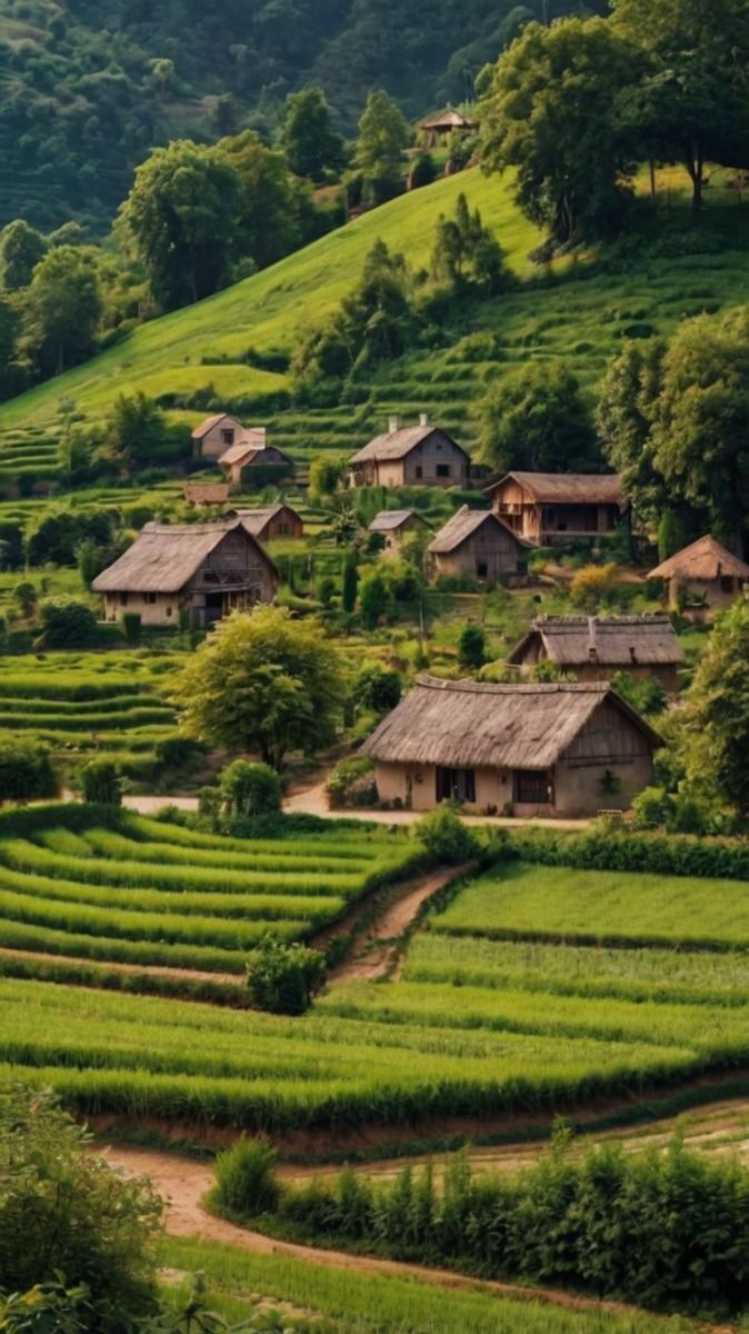 674x1200 aesthetic village nature image