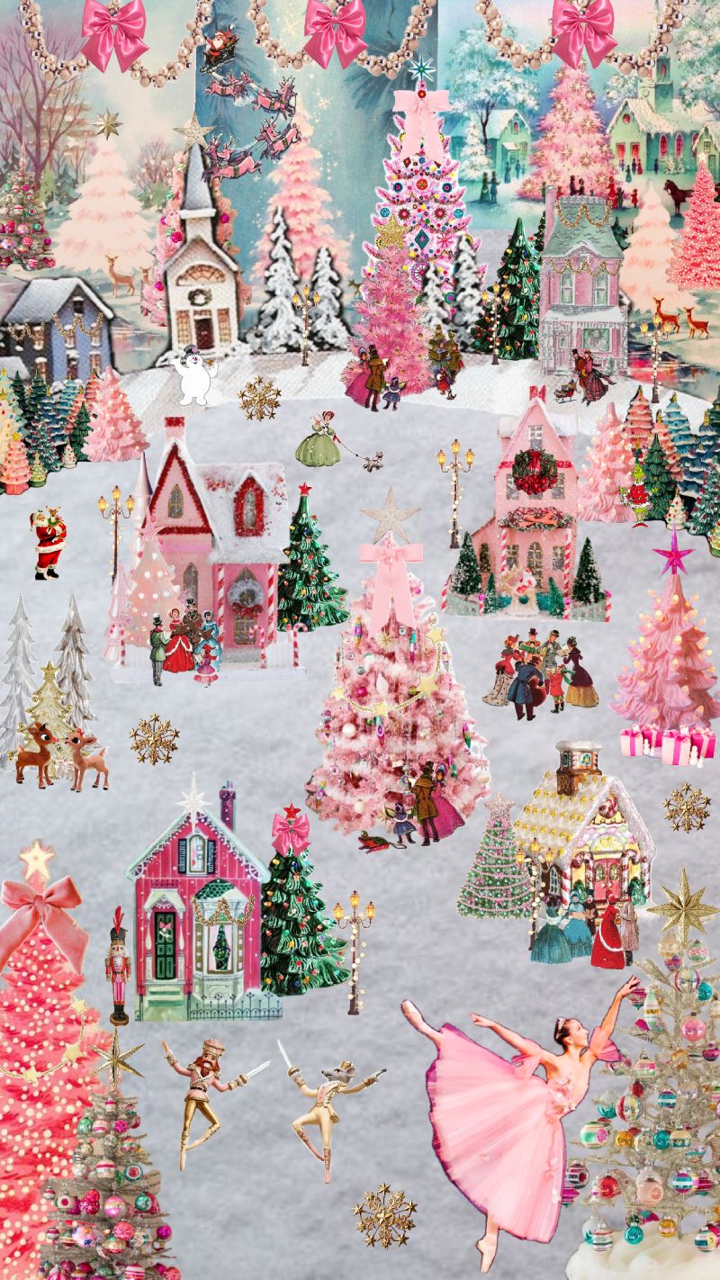 800x1422 Pastel Nutcracker Village Christmas Dream Wallpaper for iPhone