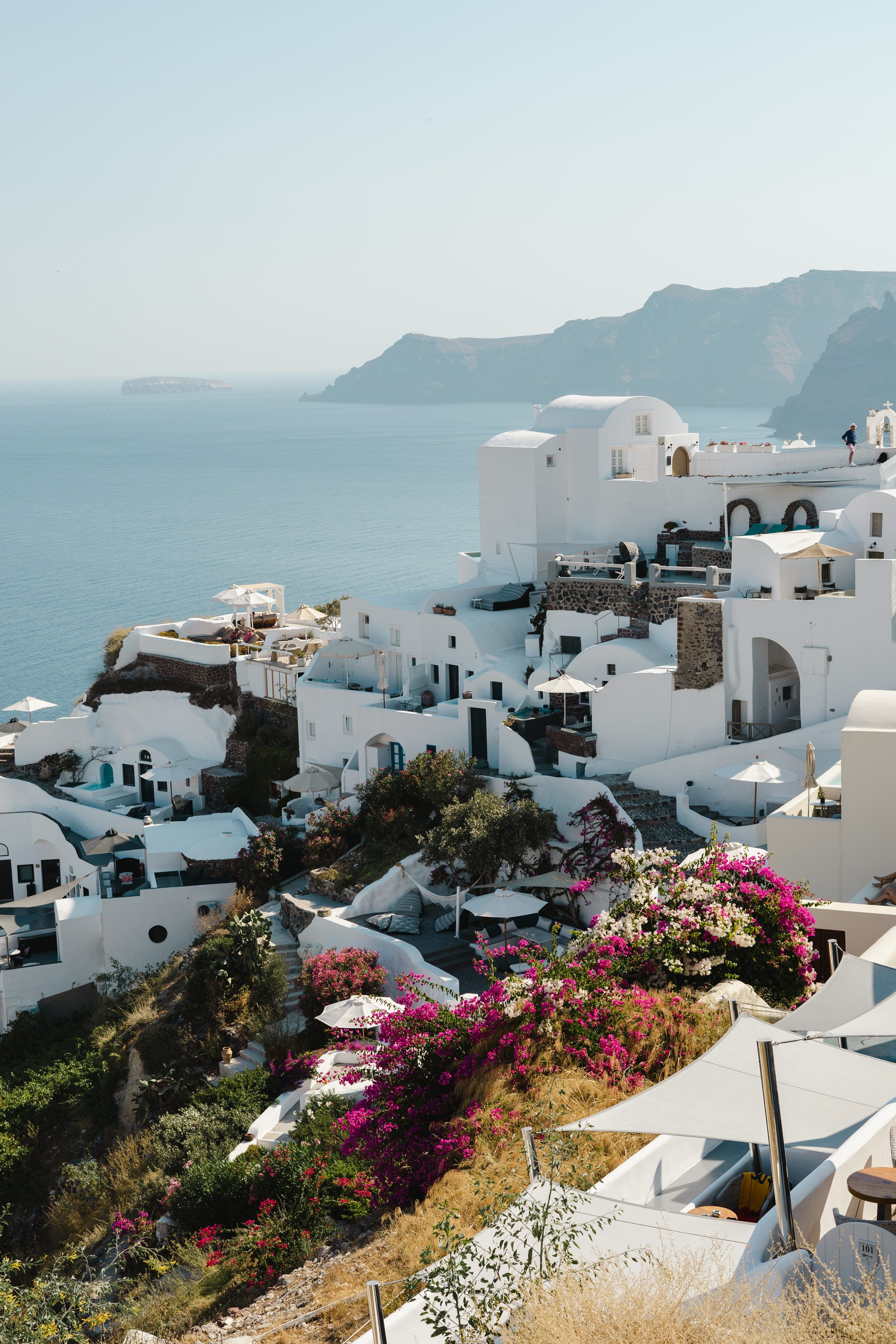 3000x4500 A scenic view of a white village on the coast photo