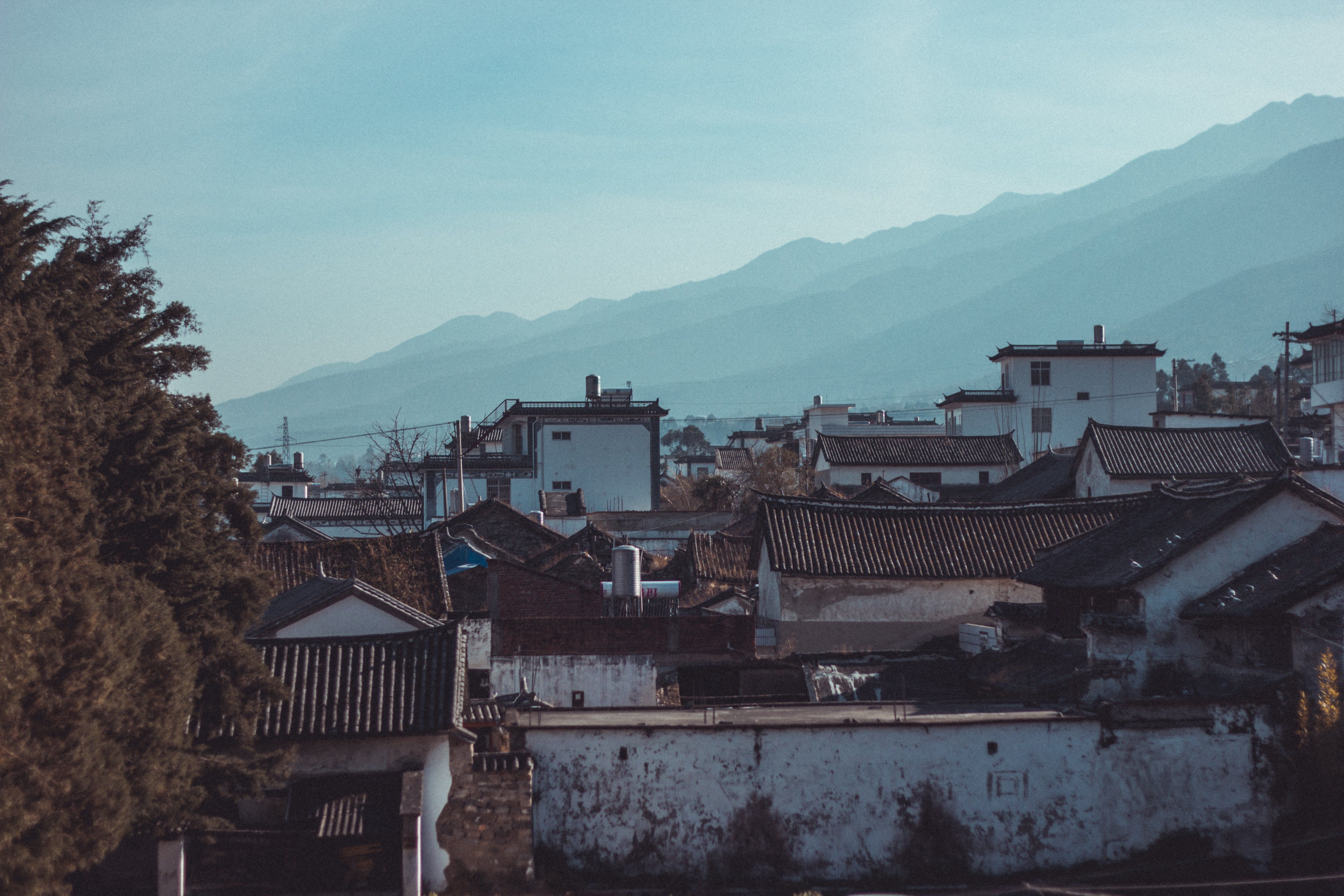 5184x3456 Browse Free HD Image of Village In China Below Hillside