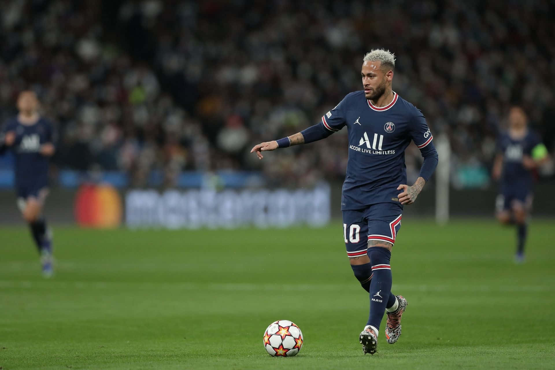 1920x1280 Download Neymar dribbling the ball past an opponent