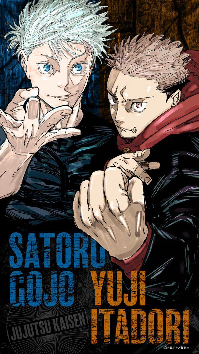 675x1200 In celebration of reaching 1.5M followers, released a special wallpaper featuring Gojo and Yuji