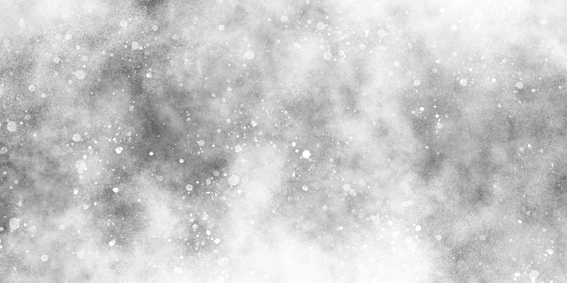 1960x980 Abstract winter morning shiny white snow is falling randomly with various bokeh particles, beautiful grey watercolor background with glitter particles for wallpaper and design and presentation