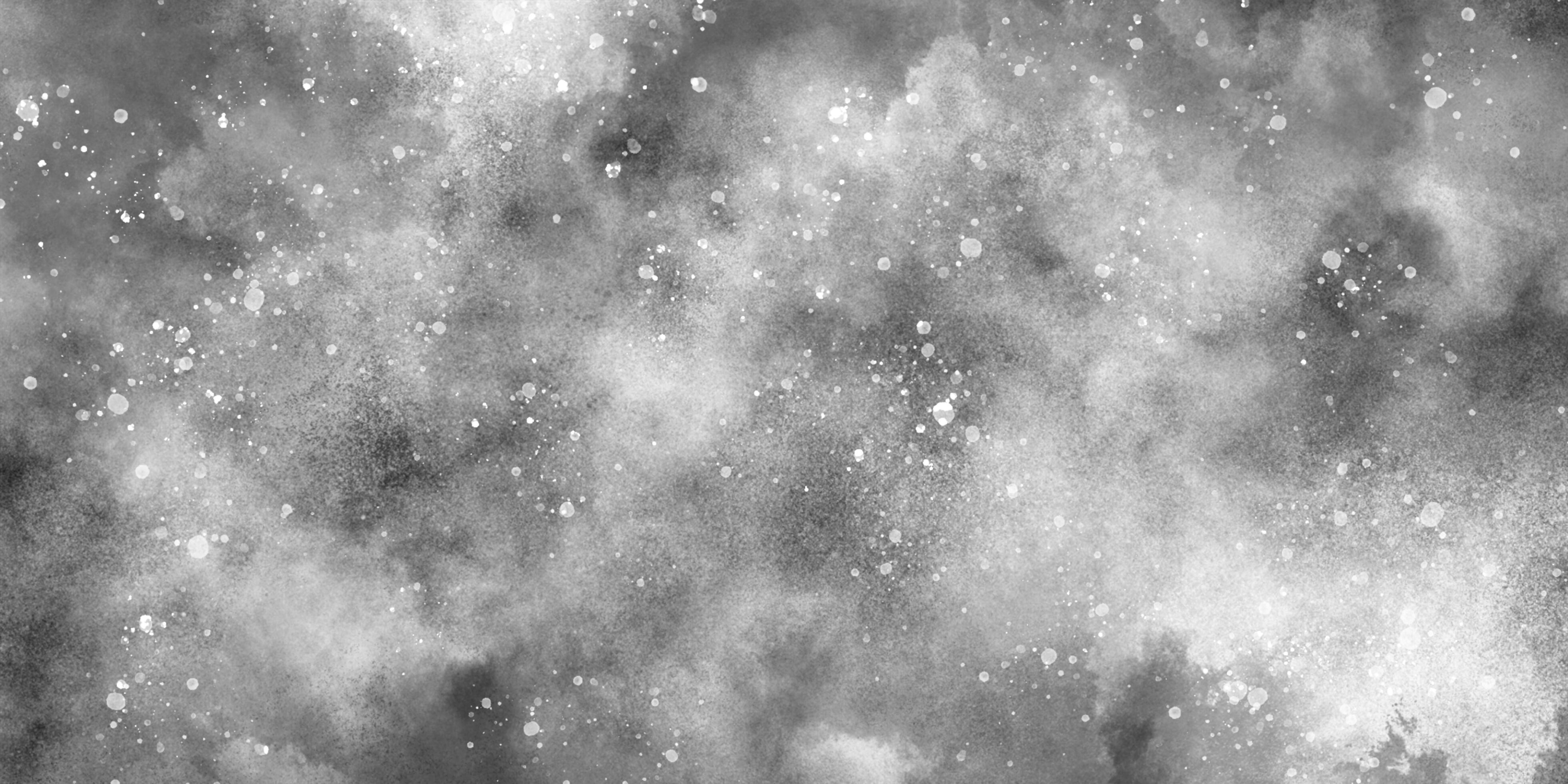 3920x1960 Abstract winter morning shiny white snow is falling randomly with various bokeh particles, beautiful grey watercolor background with glitter particles for wallpaper and design and presentation