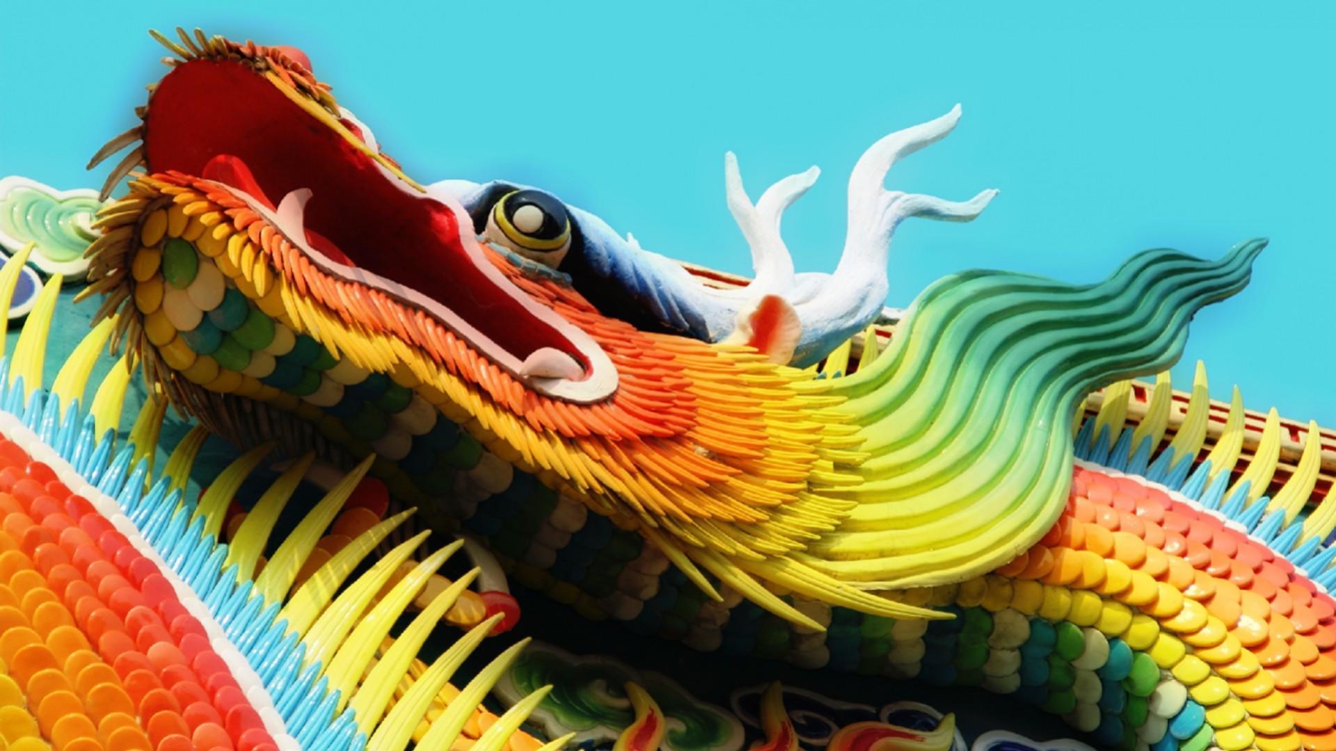 1920x1080 Chinese Dragon Sculpture In A Joss House Wallpaper. Wallpaper
