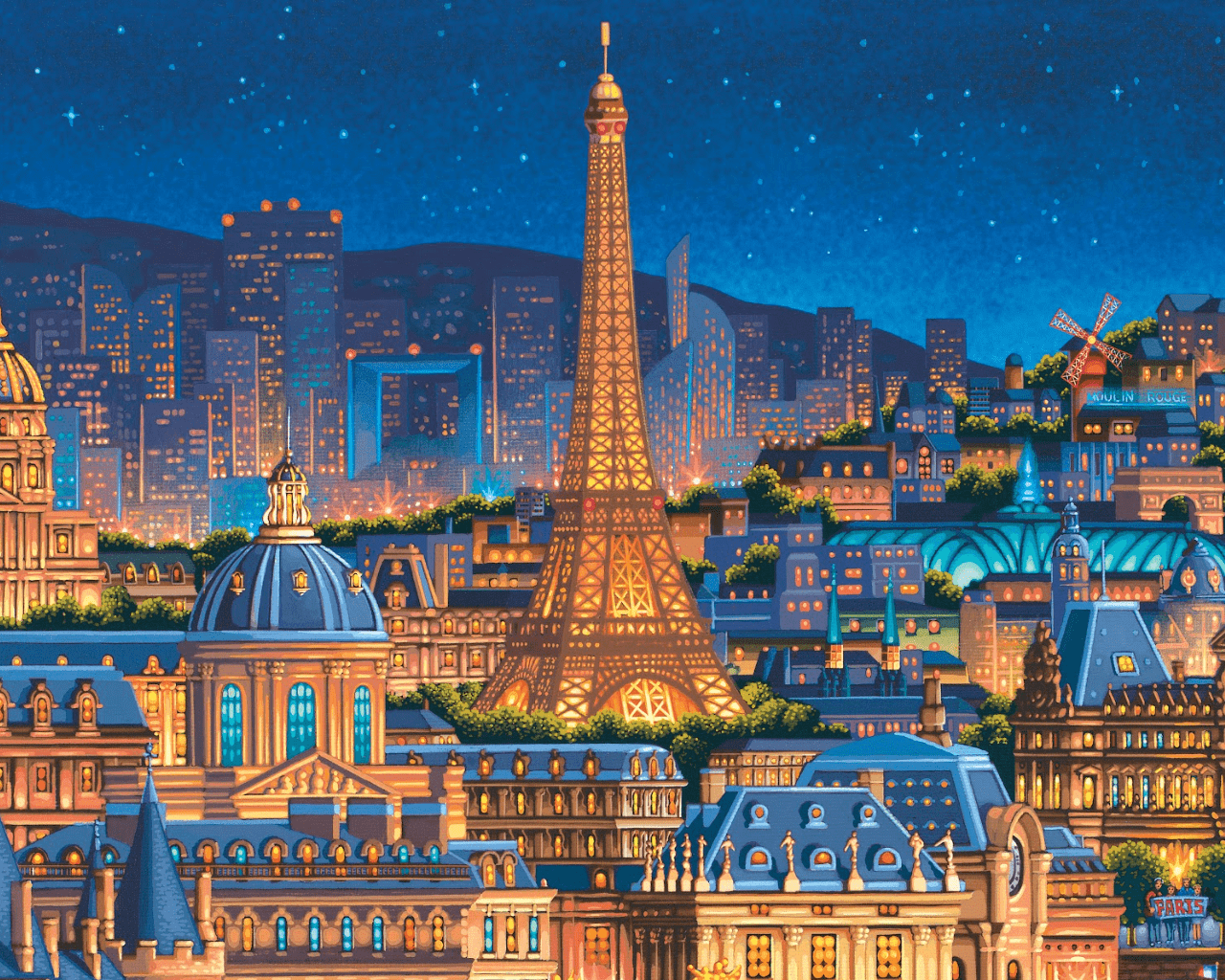 1280x1024 Paris City of Lights, France Piece Puzzle