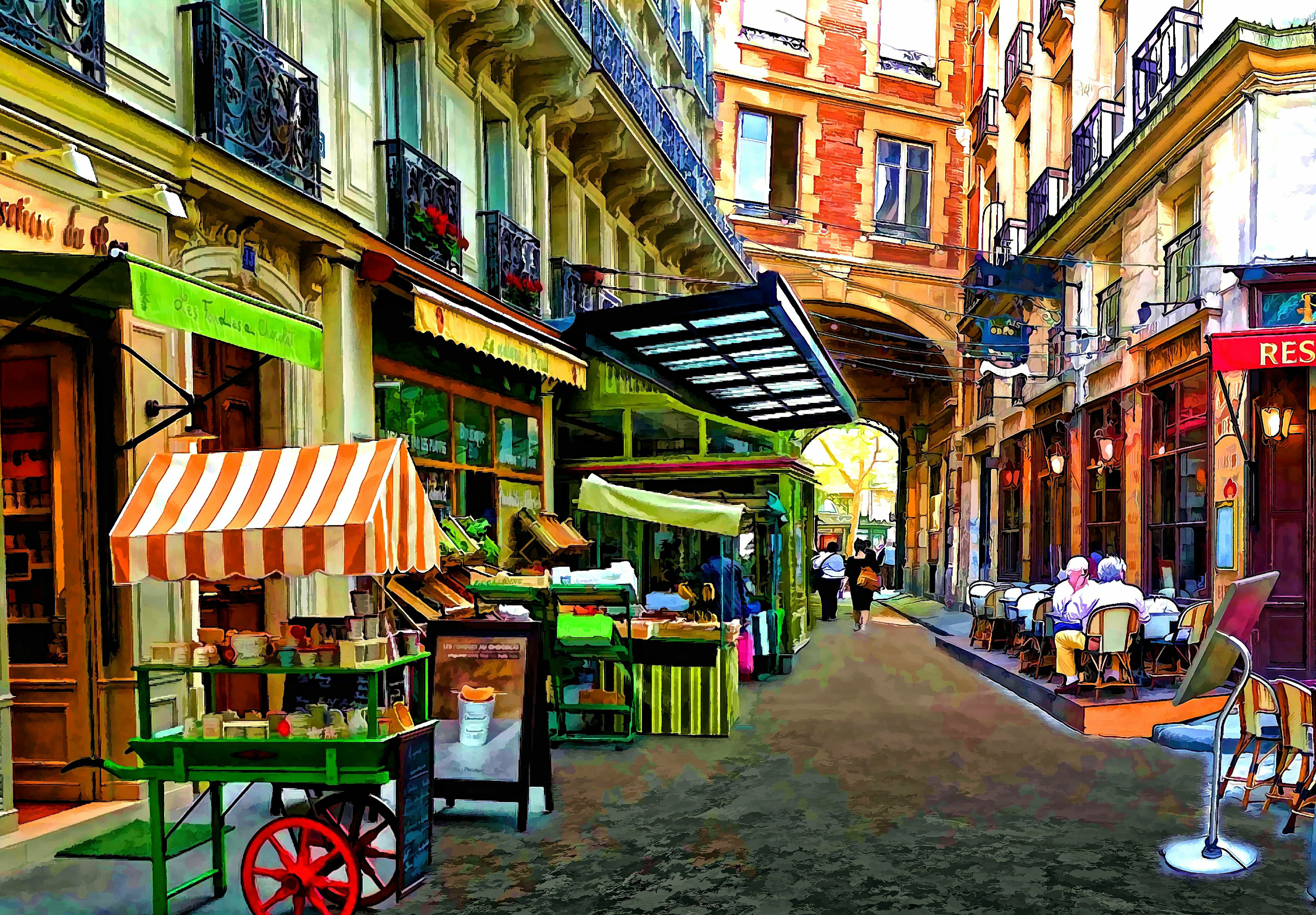 4000x2781 Wallpaper street, figure, France, Paris, art, Paris, France, art for mobile and desktop, section живопись, resolution 4000x2781
