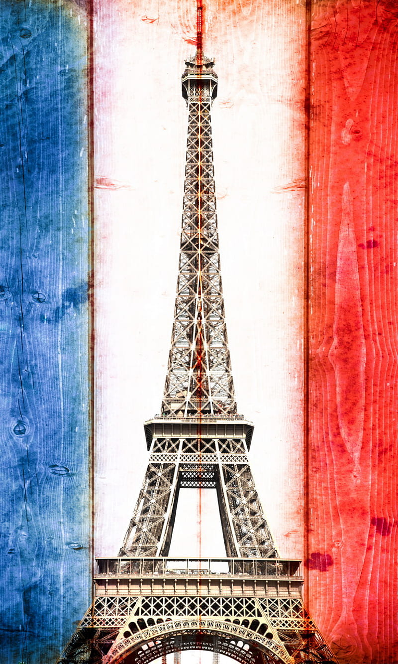 800x1333 France, eiffel tower, paris, tri colore flag, vintage, HD phone wallpaper