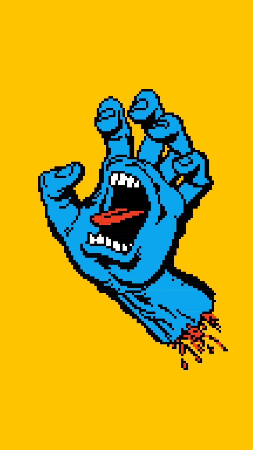 870x1548 Just a fun experiment in creating a pixel animation loop with Santa Cruz skateboard's iconic Screaming Hand logo. Frames drawn in Adobe Illustrator, rendered in After Effects