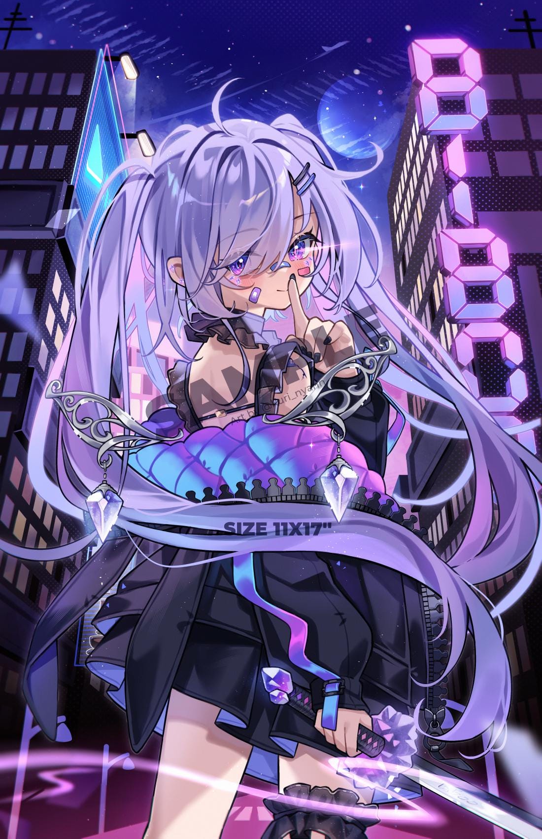 1100x1700 Koseki Bijou, Biboo City Light Poster Hololive Advent Art Print