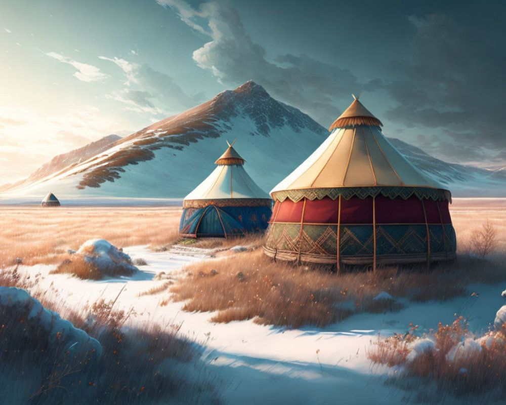 1000x800 image of A Mongolian yurt in a steppe landscape. Deep Dream Generator