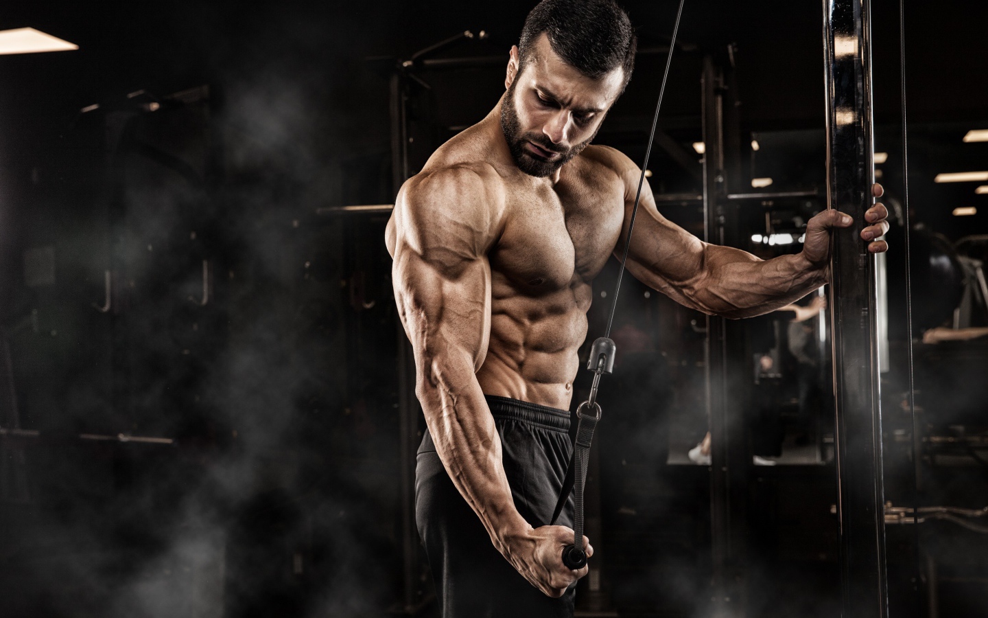 1440x900 Strong male bodybuilder in the gym Desktop wallpaper 1440x900