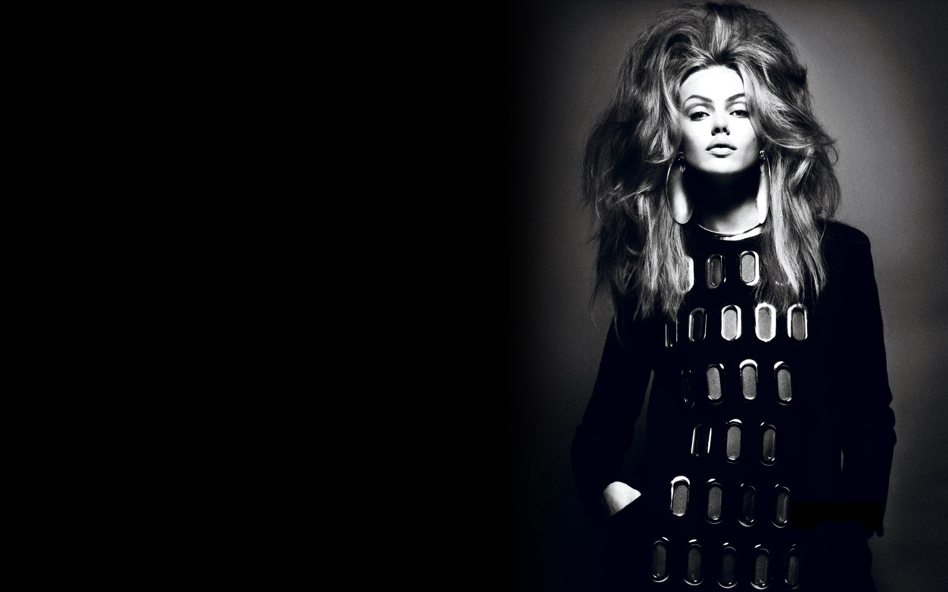 1920x1200 Wallpaper look, girl, background, model, hair, black and white, black dress, Frida Gustavsson for mobile and desktop, section девушки, resolution 1920x1200