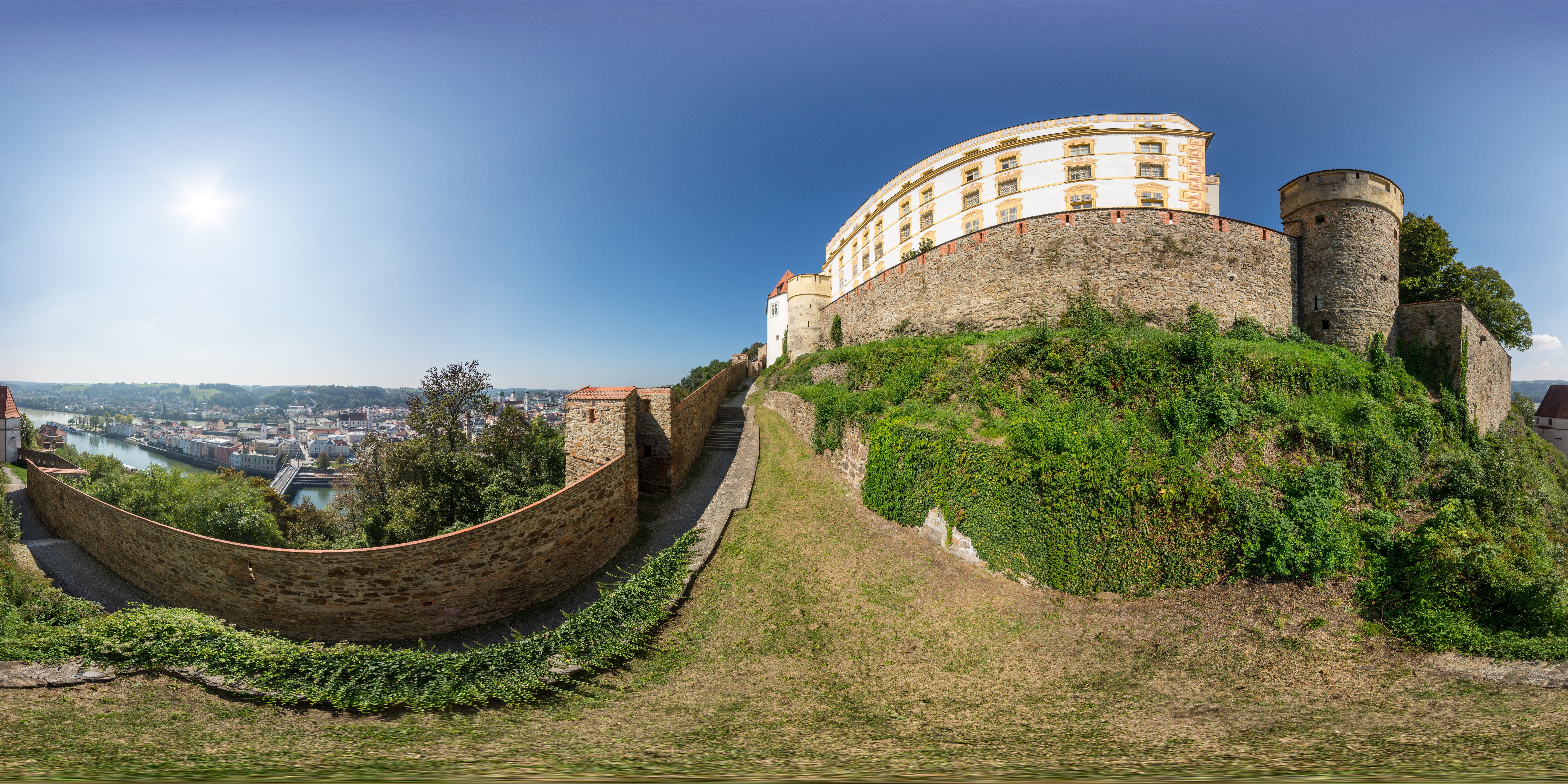 10000x5000 Veste Oberhaus (Passau, full spherical panoramic image, equirectangular projection)