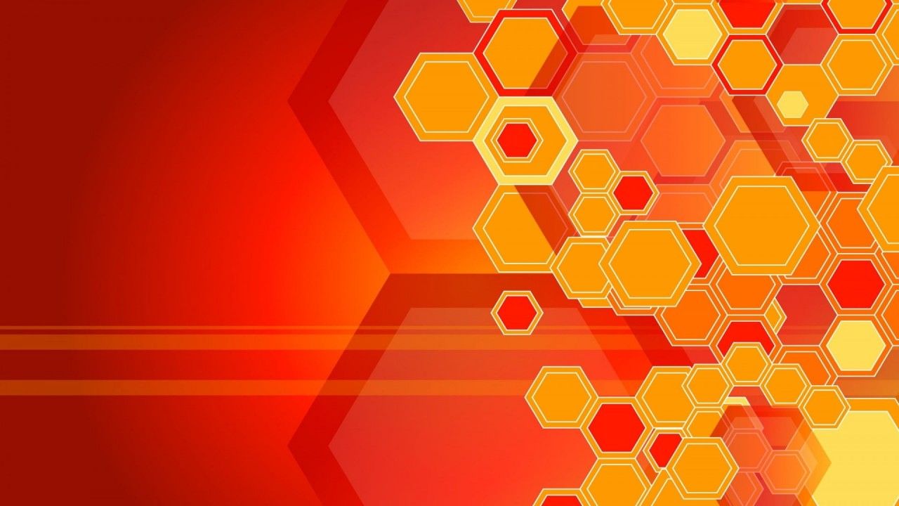 1280x720 Red Yellow Orange Pattern Digital Art Geometry Hexagon HD Orange Wallpaper