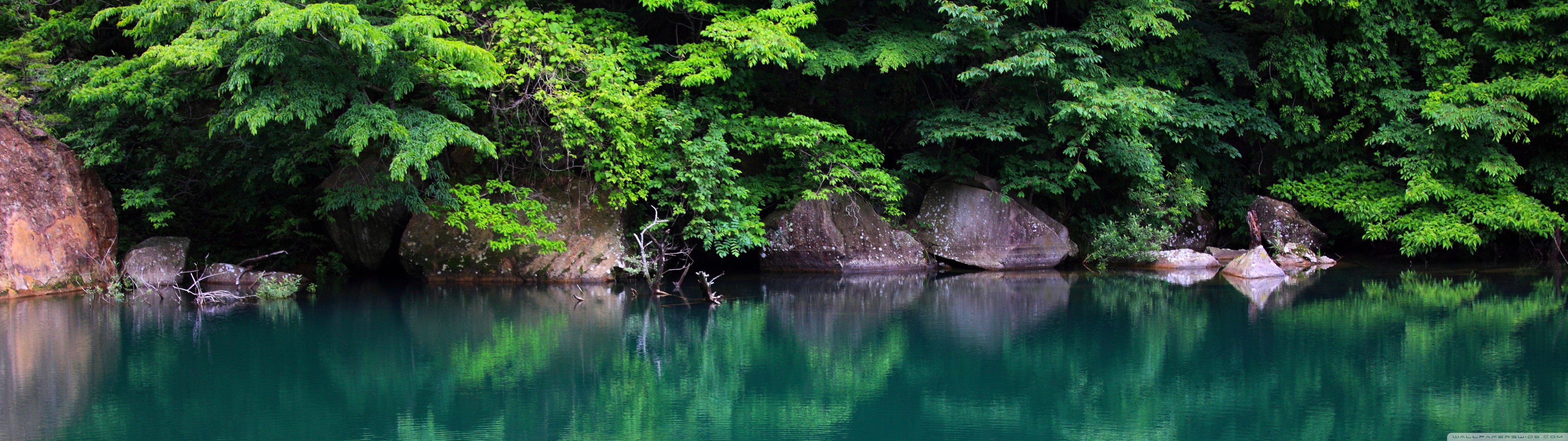 5120x1440 Green Volcanic Lake, Japan 4K UHD Wallpaper for UltraHD Desktop and TV : Widescreen and UltraWide Display : Dual Monitor : Smartphone and Tablet Devices