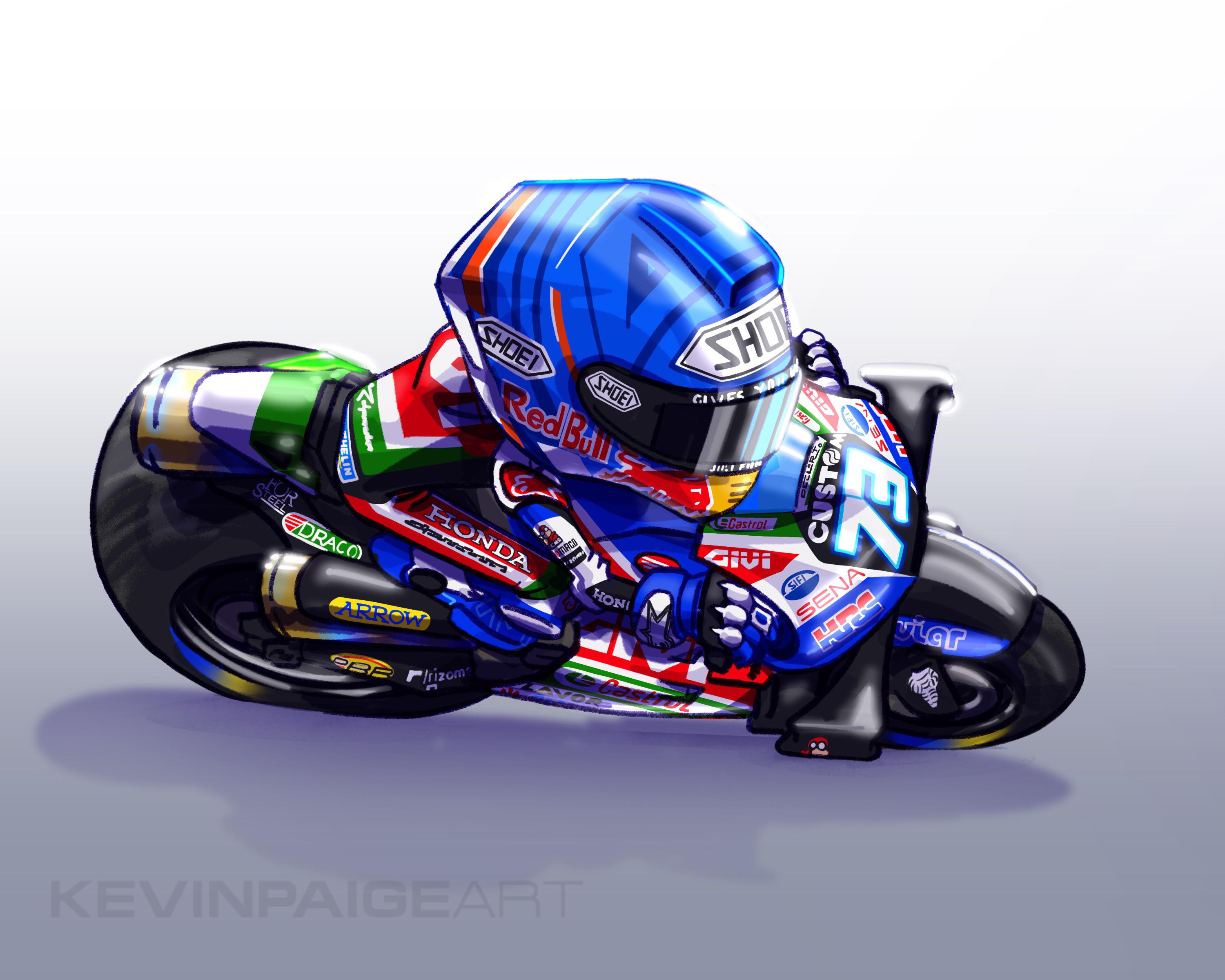 3000x2400 My cartoon take on Alex Marquez on the 2021 LCR Honda