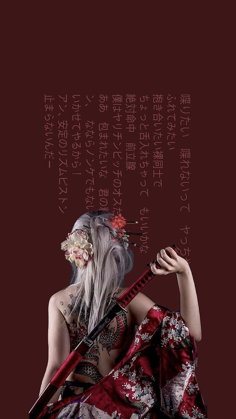 800x1422 HD Samurai White Red Wallpaper