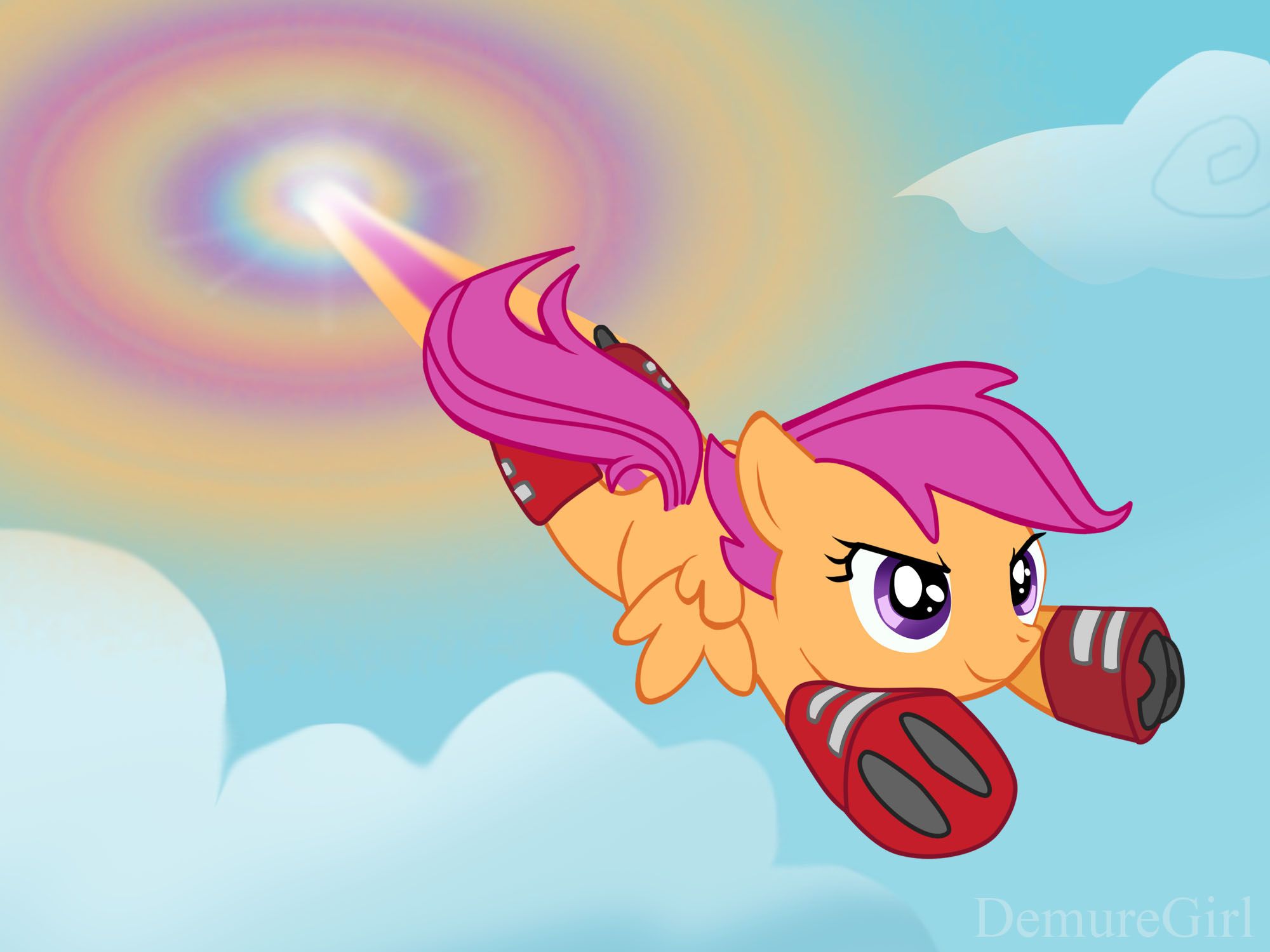 2000x1500 safe, artist:demuregirl, derpibooru import, scootaloo, image, jpeg, scootaloo can fly, solo, sonic rainboom, sonic scootaboom, sonic xboom