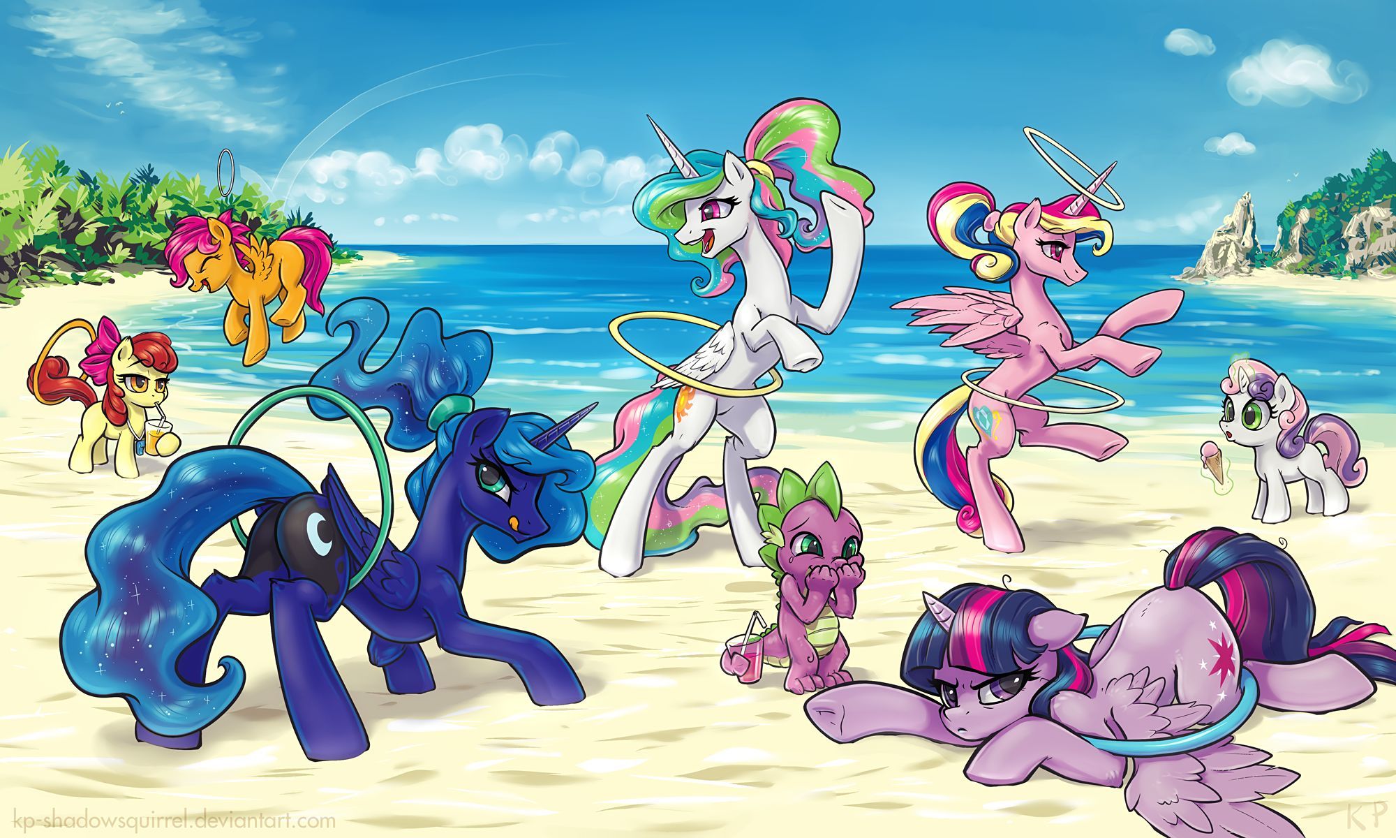 2000x1200 Desktop wallpaper: Tv Show, My Little Pony: Friendship Is Magic, Apple Bloom, Princess Cadance, Princess Celestia, Princess Luna, Scootaloo (My Little Pony), Spike (My Little Pony), Sweetie Belle, Twilight Sparkle, My Little