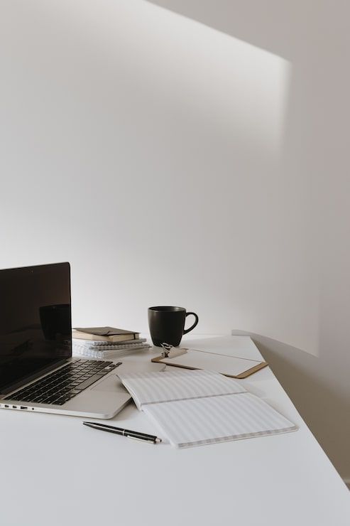493x740 Minimalist workspace desk Image