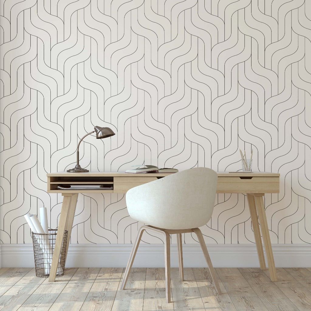 1024x1024 Wavy Pattern Wallpaper Mural. Modern Wall Art