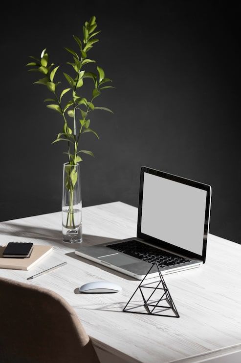 493x740 Modern Minimalist Desk Workspace Table Photo Free High Quality Picture