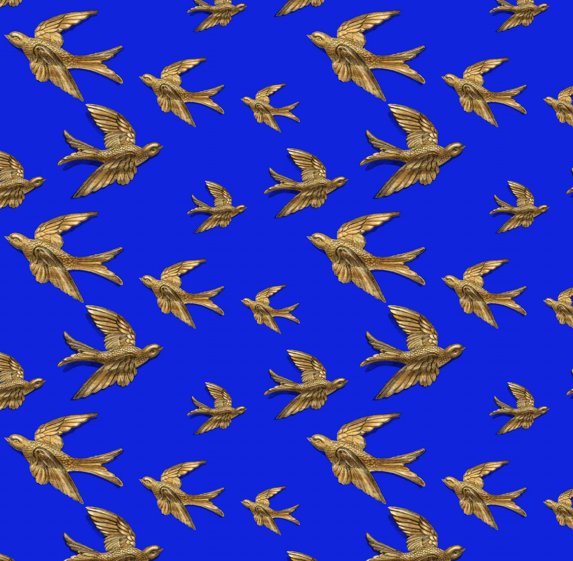 2000x1960 Mid Century Birds colourful fabric. Luxury Designer Fabric